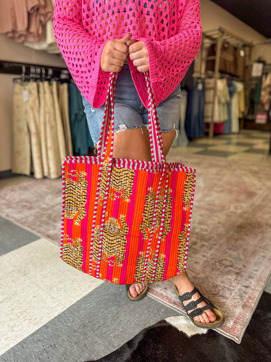 Tiger Quilted Tote Bag