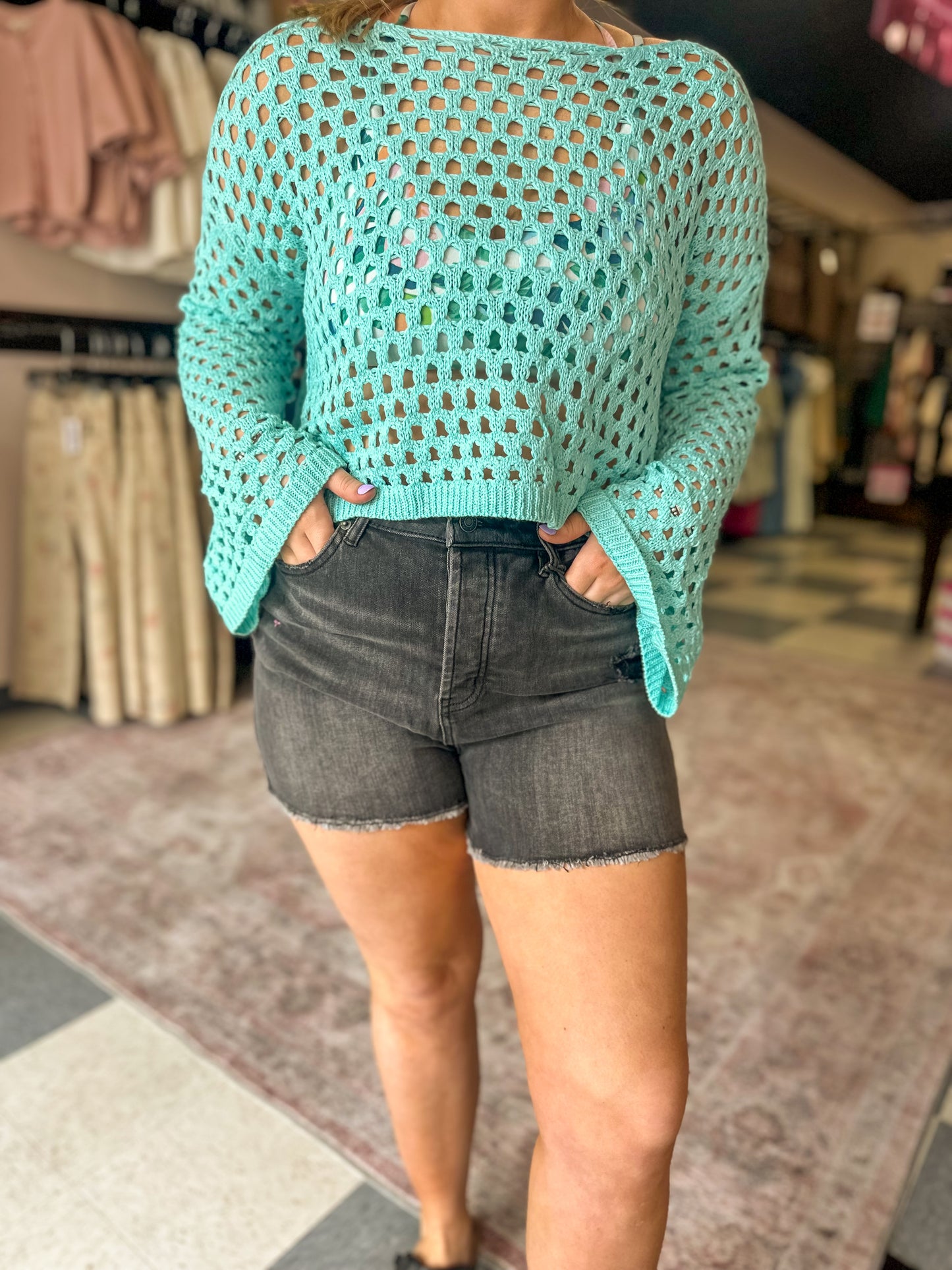 Mica: Super-High Rise Black Denim Shorts