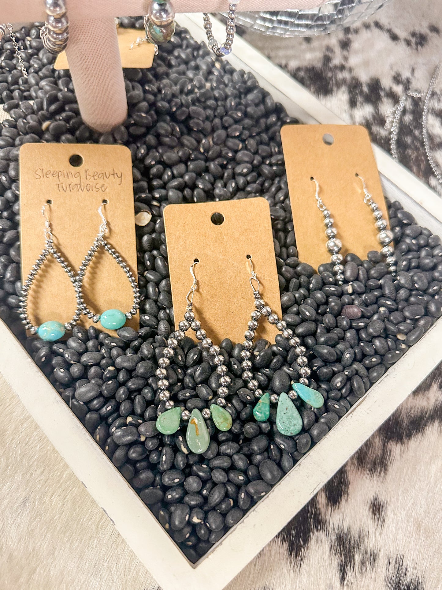 Sterling Silver Pearl and Turquoise Teardrop Earrings