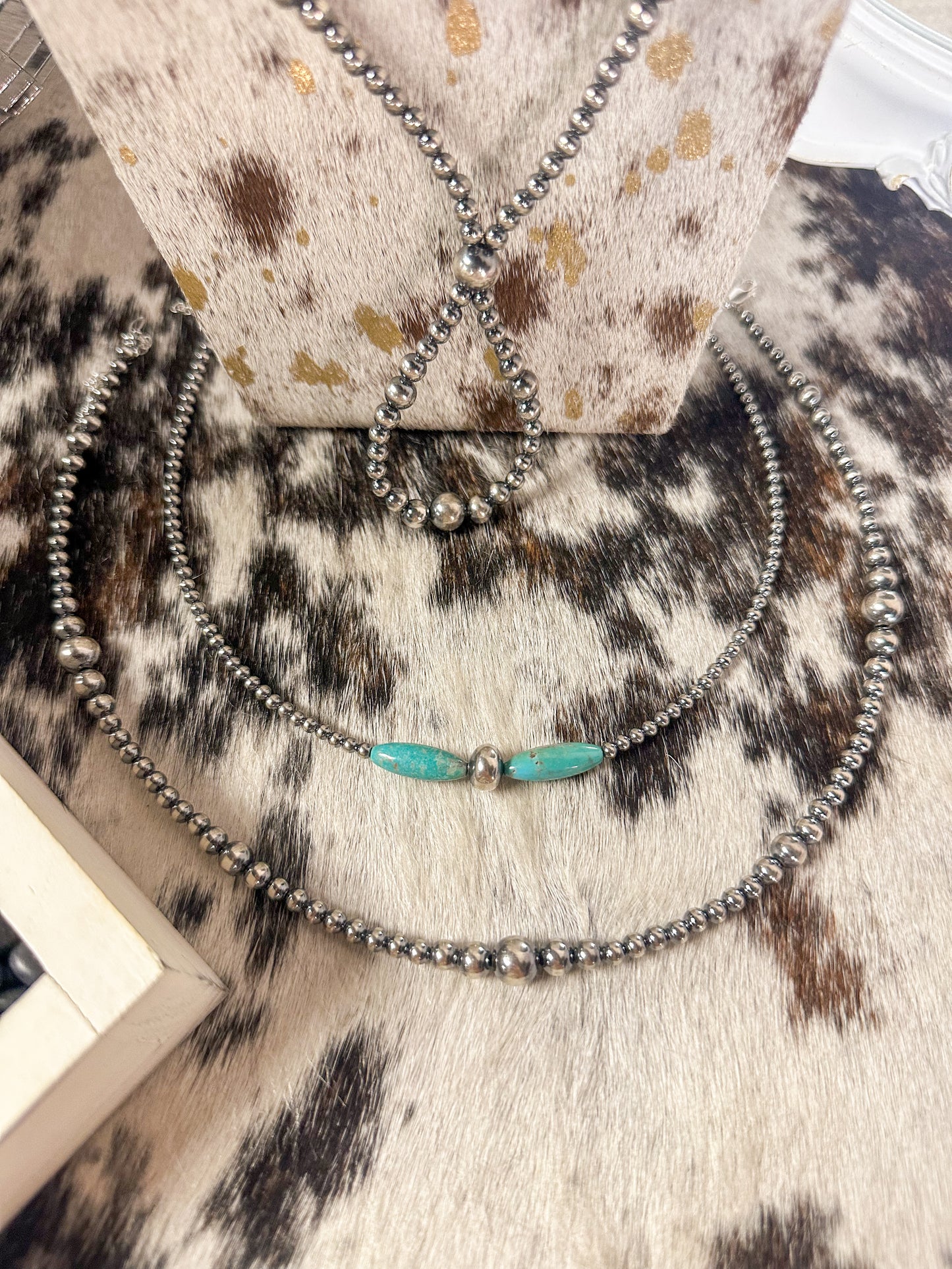 15 In. Graduated Sterling Silver pearls choker necklace