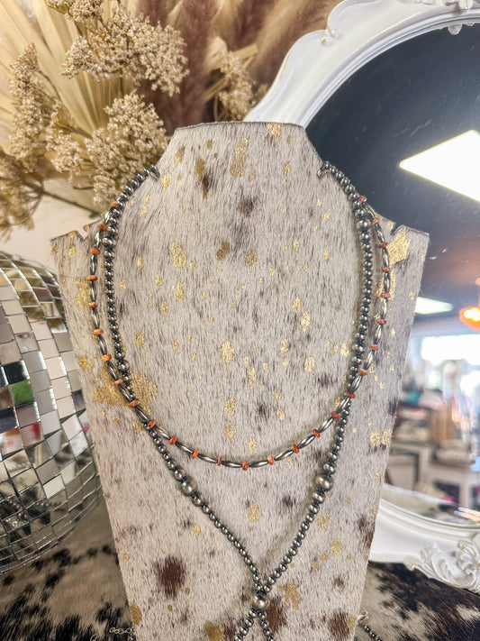 14-Inch Sterling Silver Torpedo & Spiny Oyster Heishi Choker