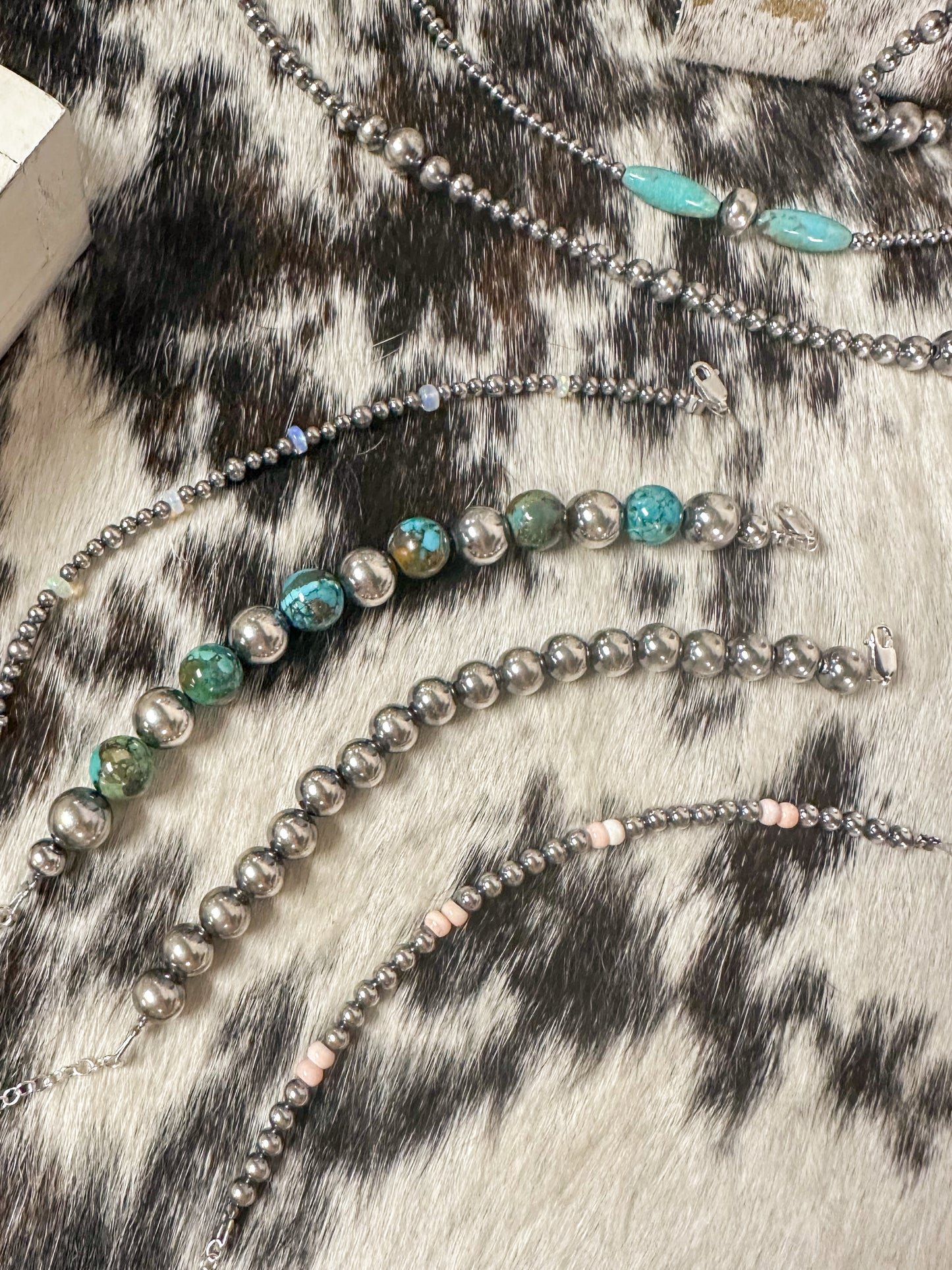 White Opal & Sterling Silver Pearl Bracelet