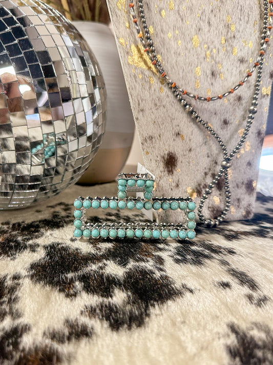 Calgary Western Turquoise & Silver Claw Clip