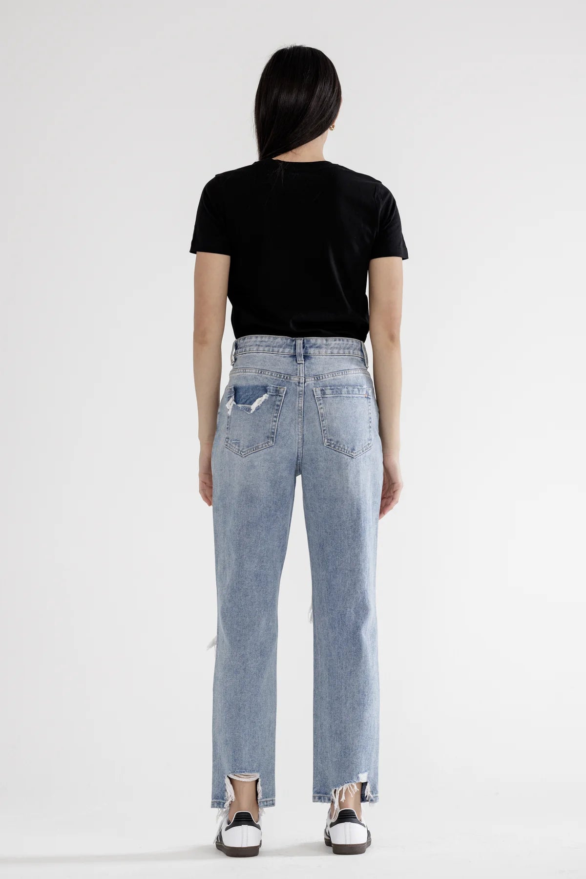 Mica: Super High-Rise Distressed Straight Jeans