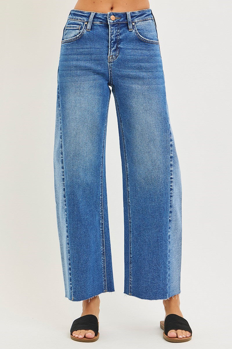 RISEN: Slouchy Cropped Barrel Jeans Medium Wash
