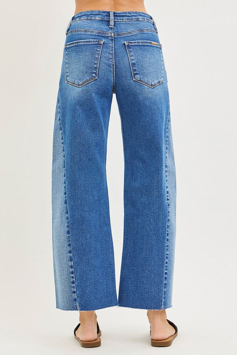 RISEN: Slouchy Cropped Barrel Jeans Medium Wash