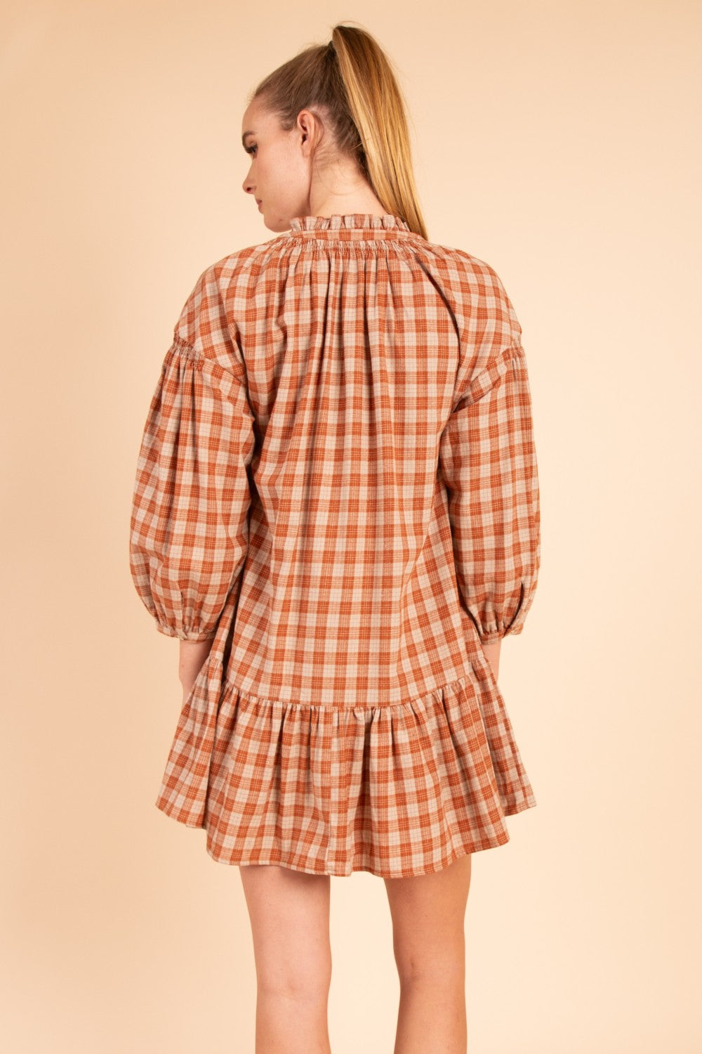 Rust Plaid Mini Dress