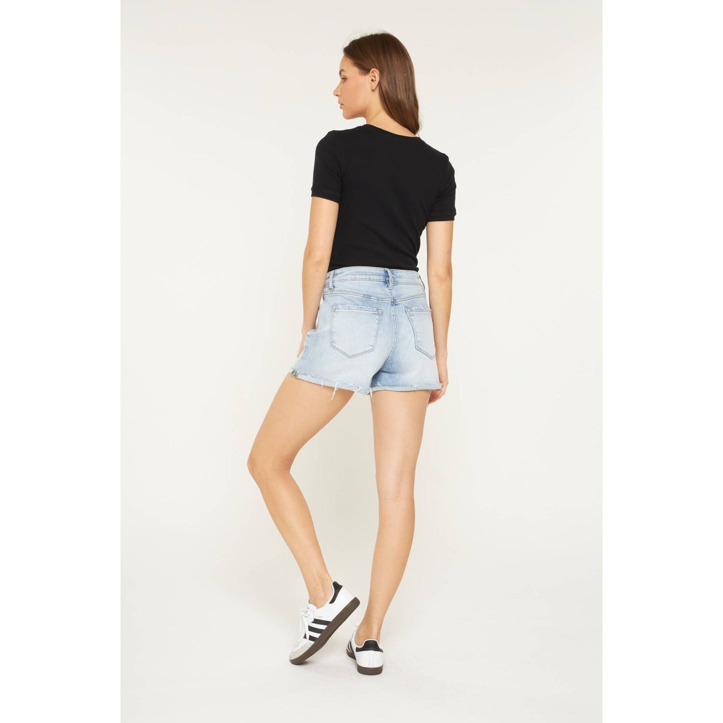 Mica: Super High-Rise Light Wash Shorts