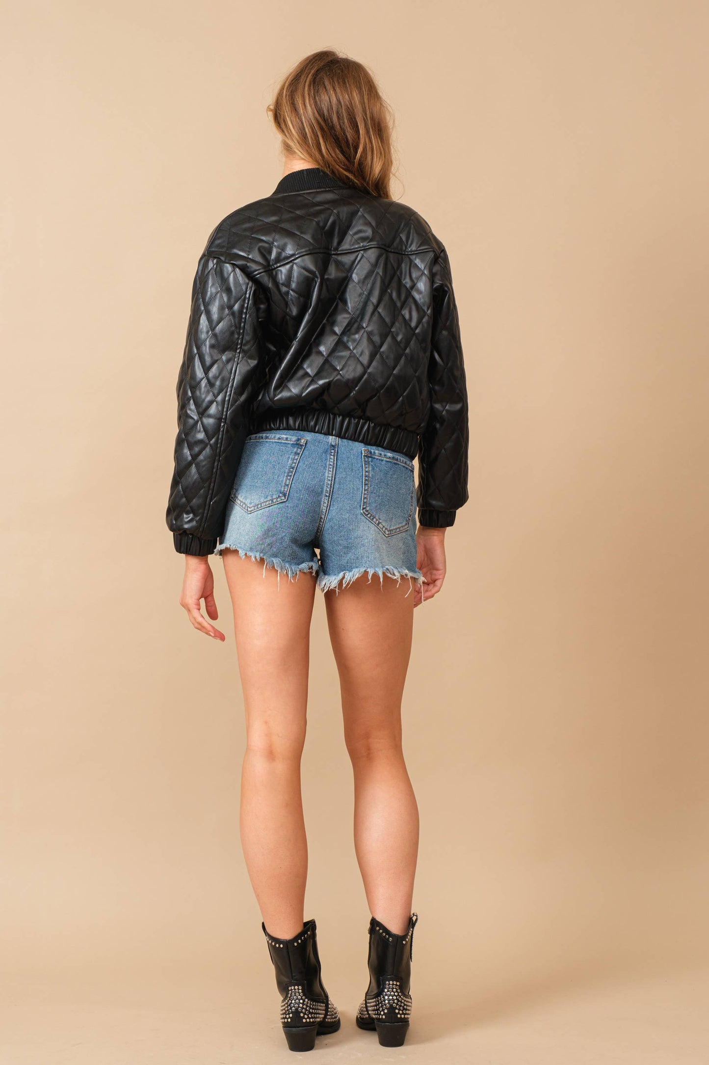 Quilted Zip Up Bomber Jacket