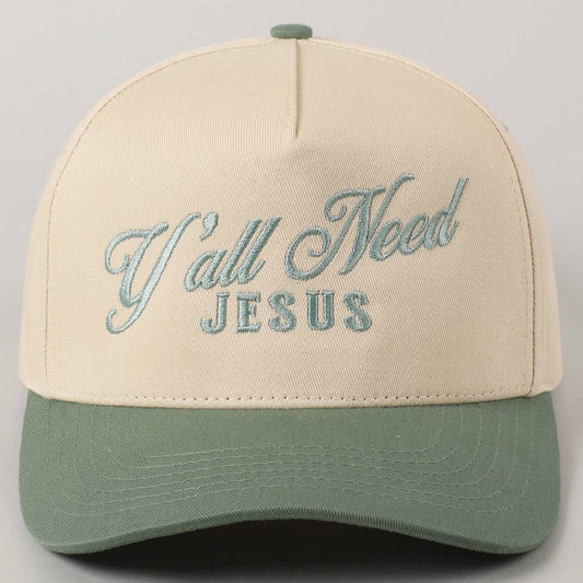 Y'all Need Jesus Lettering Embroidered Trucker Hat