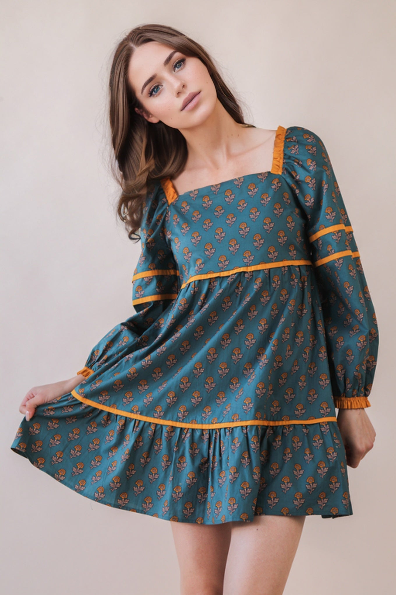 Fall Florals Ruffle Mini Dress