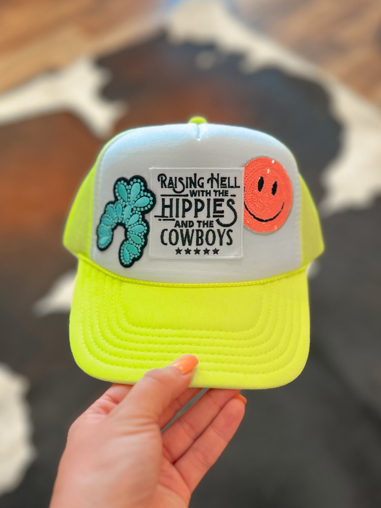 Hippies and Cowboys Neon Trucker Hat